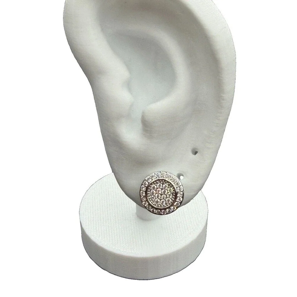 Round Cluster 925 Silver Lab Created Diamonds 3.25 Grams